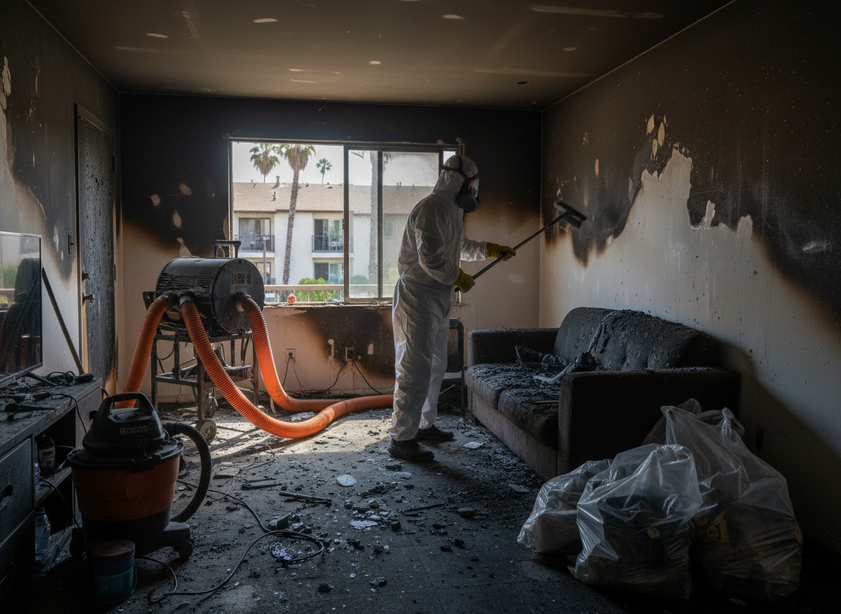 tenant fire damage cleanup in Panorama City